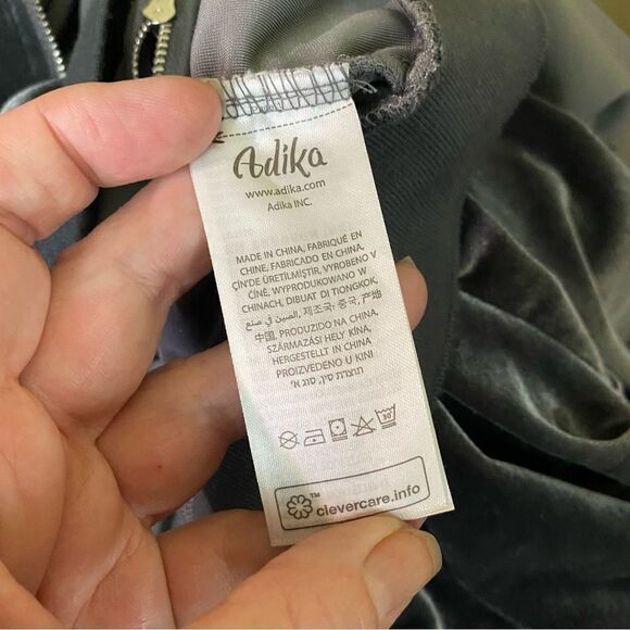 Adika Gambino Gray Zip-Up Velvet Crop Top Hoodie Size XL - Picture 8 of 12